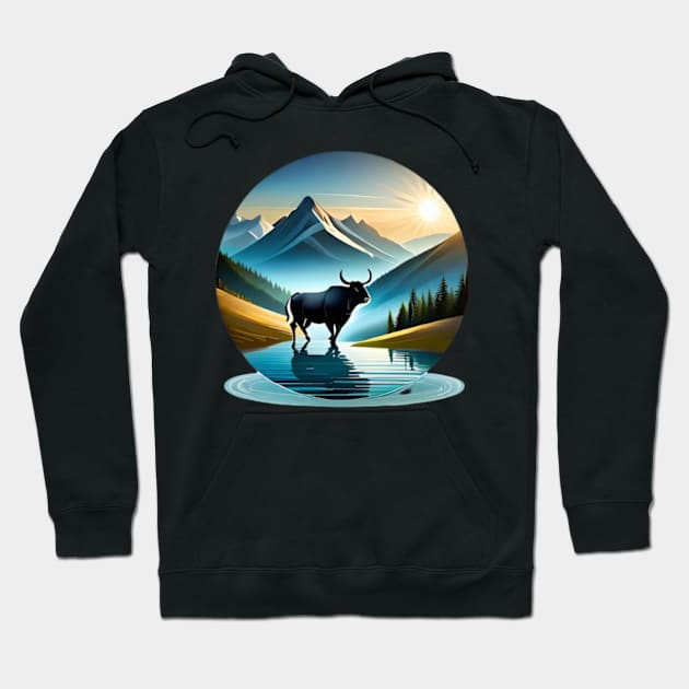 Majestic Bull at Dusk Hoodie by AmelieDior